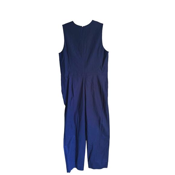 EVERLANE Structured Cotton Jumpsuit V-Neck Sleeveless Navy Blue 8 Career Casual - Picture 7 of 8